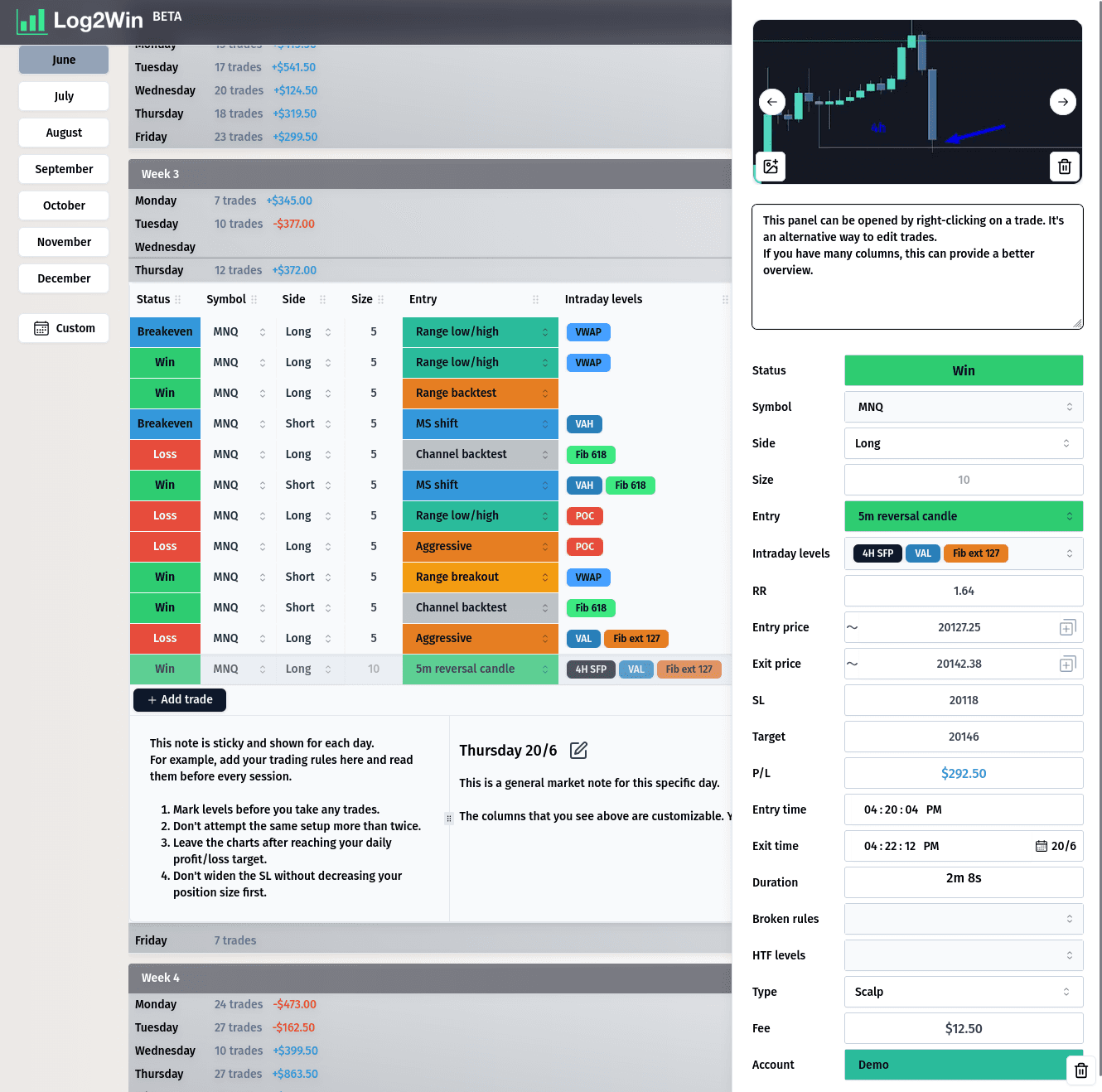 Trade Details Panel